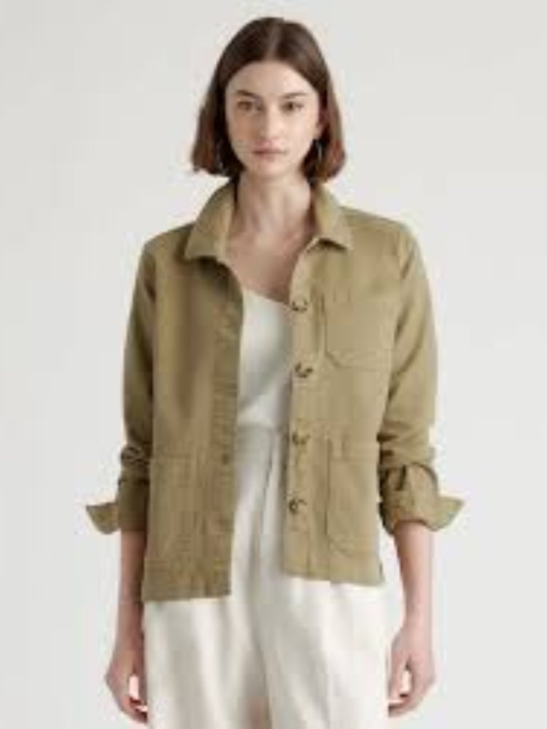 Quince Organic Comfort Stretch Chore Jacket In Olive Green S